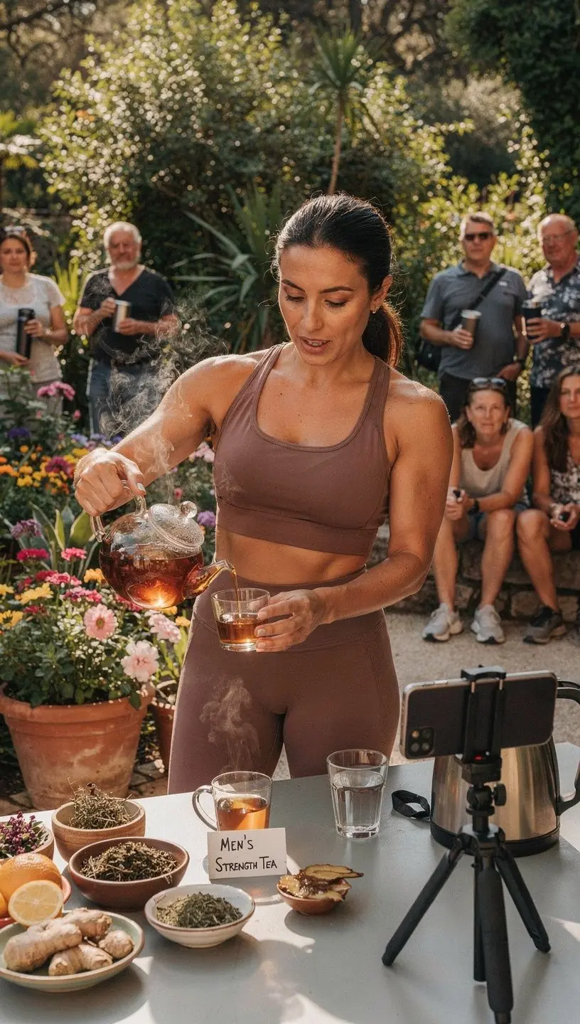 Biljna mješavina čaja s visokim udjelom proteina na drvenoj podlozi.